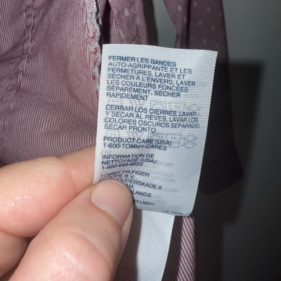 Tommy Hilfiger Stretch Size XS Pink Polka Dot Long Sleeve Fitted Dress Shirt - Picture 7 of 12